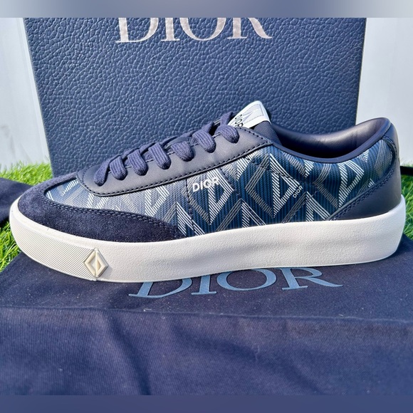 DIOR M-B101 SNEAKER CD DIAMOND MONOGRAM LOGO NAVY BLUE LEATHER SZ 40 NEW! - Picture 7 of 16